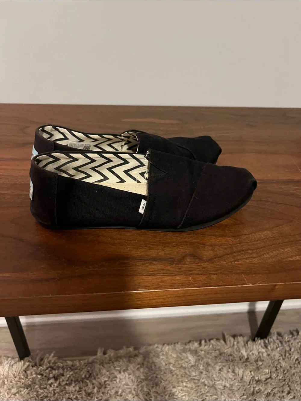 Toms Black Canvas Slip-On Flats